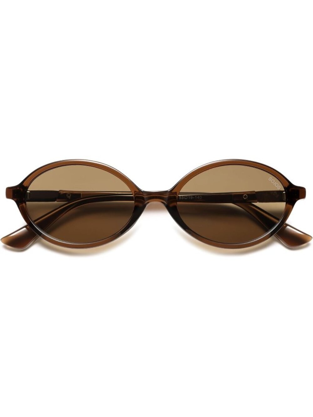 SOJOS Women's Brown Polarized Retro Oval Sunglasses Vintage Trendy Designer - Picture 4 of 6